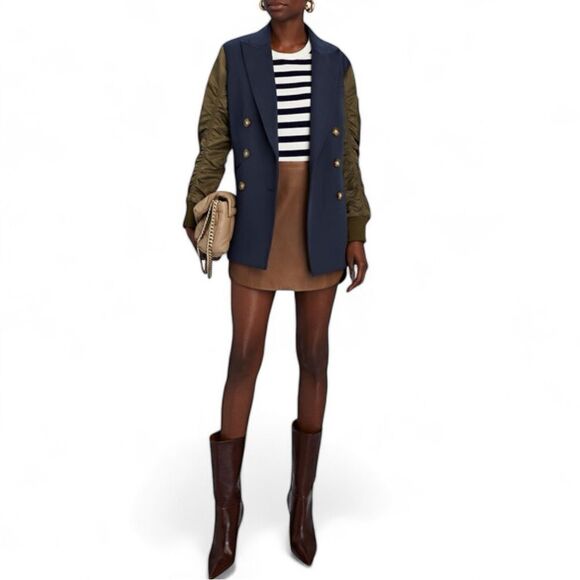 Veronica Beard Dickey Jacket Size 2 Double Breasted Satin Sleeve Gold Button - Picture 3 of 16